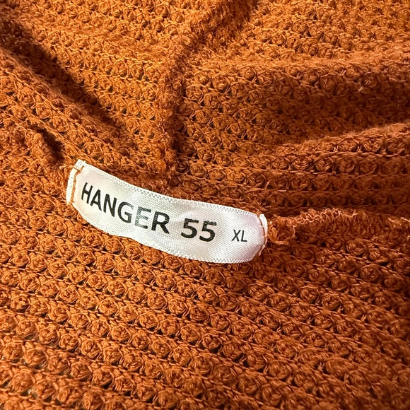 Hanger 55 Waffle Knit Hoodie V-Neck Pullover Casual Comfy Orange‎ XL - Picture 2 of 5